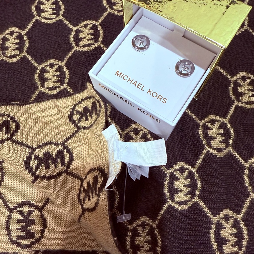 Michael Kors Silver Earrings and Scarf